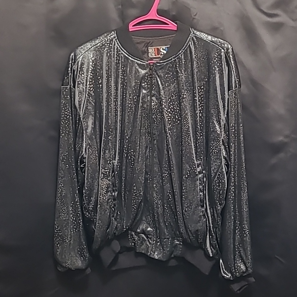 Bomber Jacket Black Vintage 80s-90s Unisex One-size Y2k
